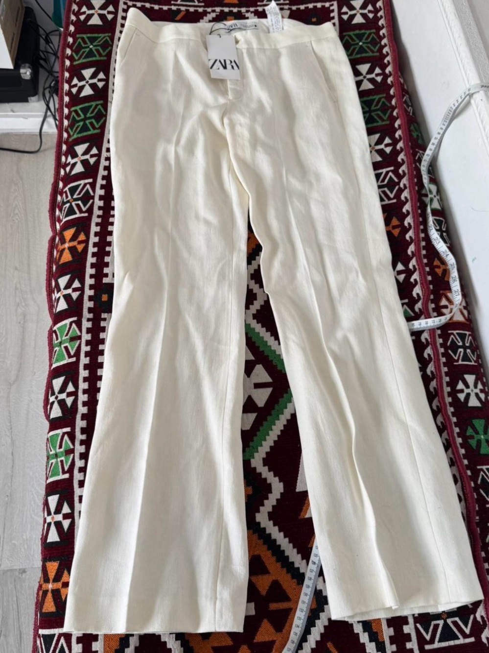 Zara Cream Flared Wide-Leg Pants